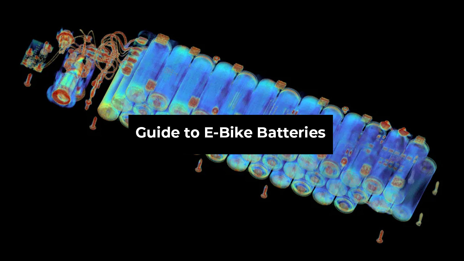 X-ray view of lithium-ion cells inside an e-bike battery pack