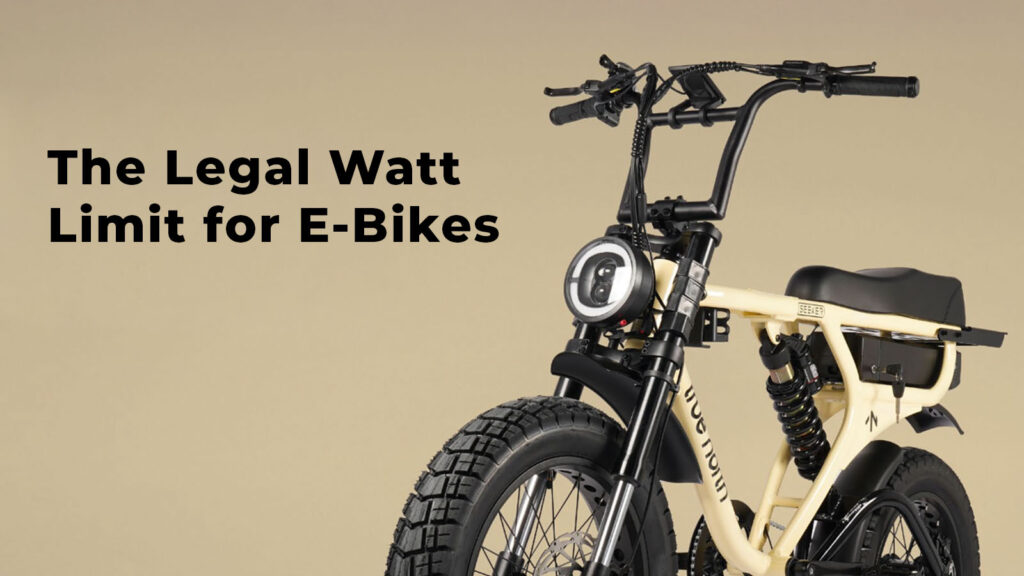 Bondi Sand True North Seeker e-bike, compliant with NSW 500W legal watt limit, featuring article title text overlay about e-bike power laws in Australia.
